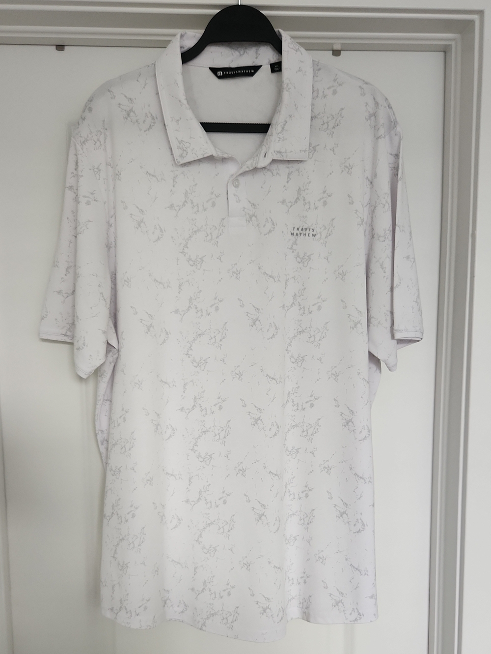 Travis Mathew White Marble-Effect Polo